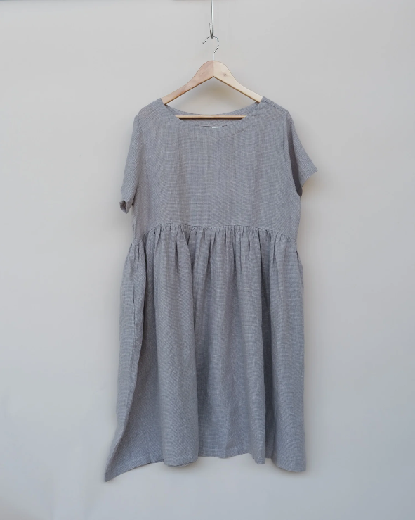 Montaigne - Juni - French Linen Summer Staple Dress - Houndstooth