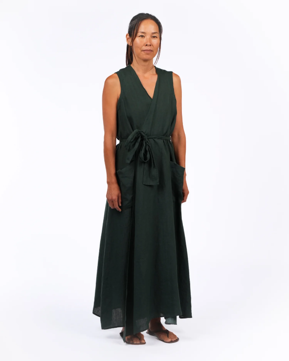 Montaigne - Geneviève - Wrap Around Linen Dress With Deep Front Pockets - Various Colours