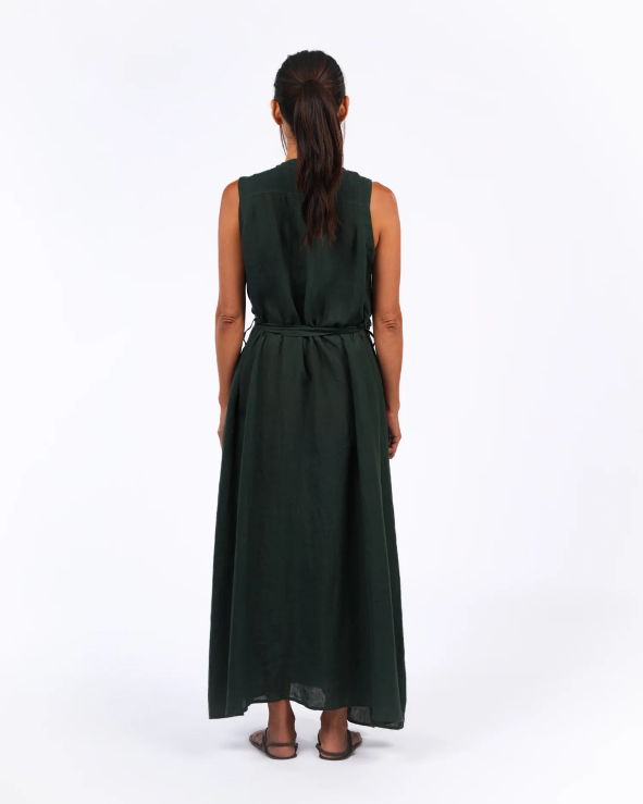 Montaigne - Geneviève - Wrap Around Linen Dress With Deep Front Pockets - Various Colours