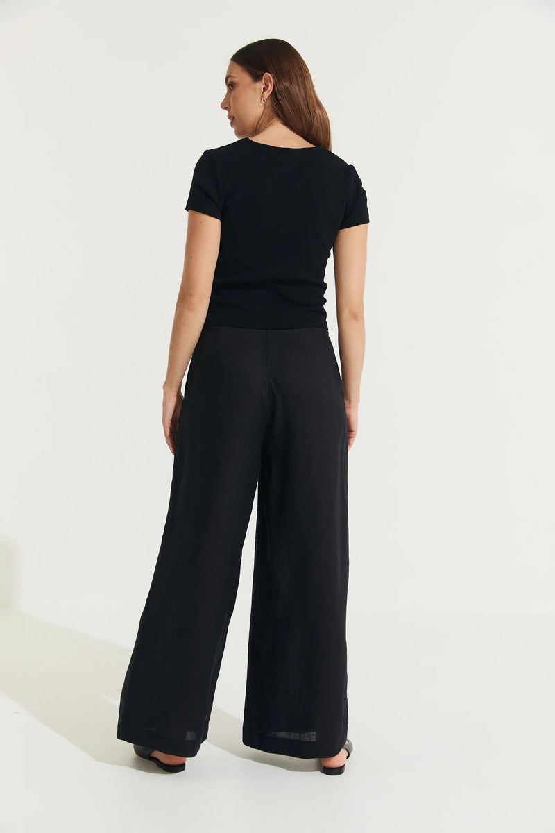 Montaigne ‘Charlotte’ Pleated Wide Leg Linen Pants - Various Colours