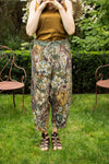 ‘Love Grows Wild’ Boho Linen Bee Print Cropped Artist Pants