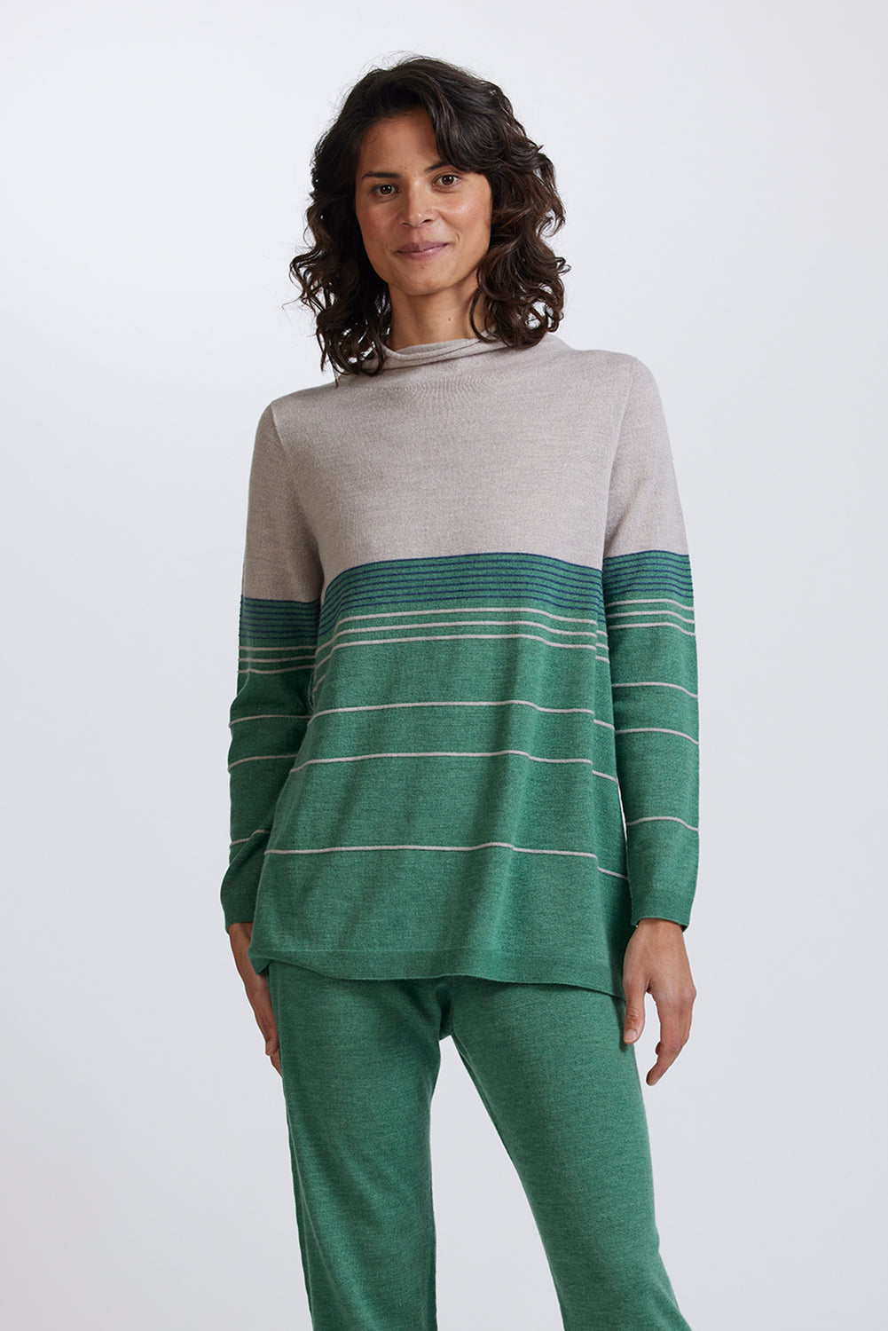 Royal Merino Stripe Sweater - Sage