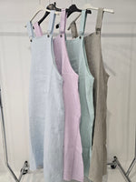 NEW Montaigne Linen Overall Style Midi Dress With Pockets- Various Colours