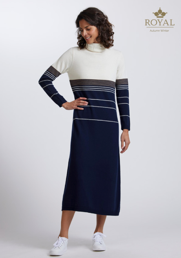 Royal Merino Stripe Sweater Dress - Various Colours