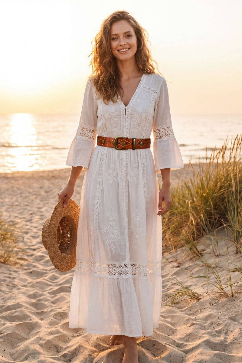 Boho - Alex - Leather Belt w Studs - Brown