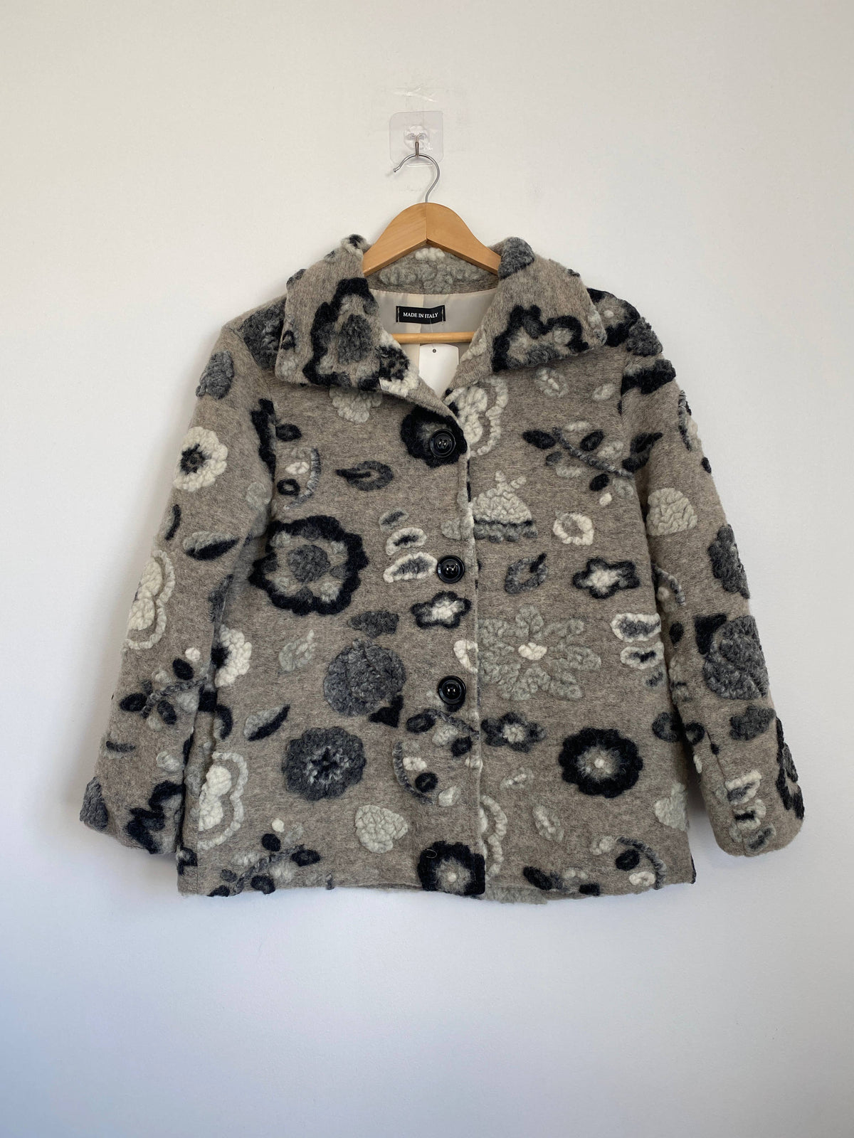 Italian Embroidered Flora Wool Coat /Jacket - Mole