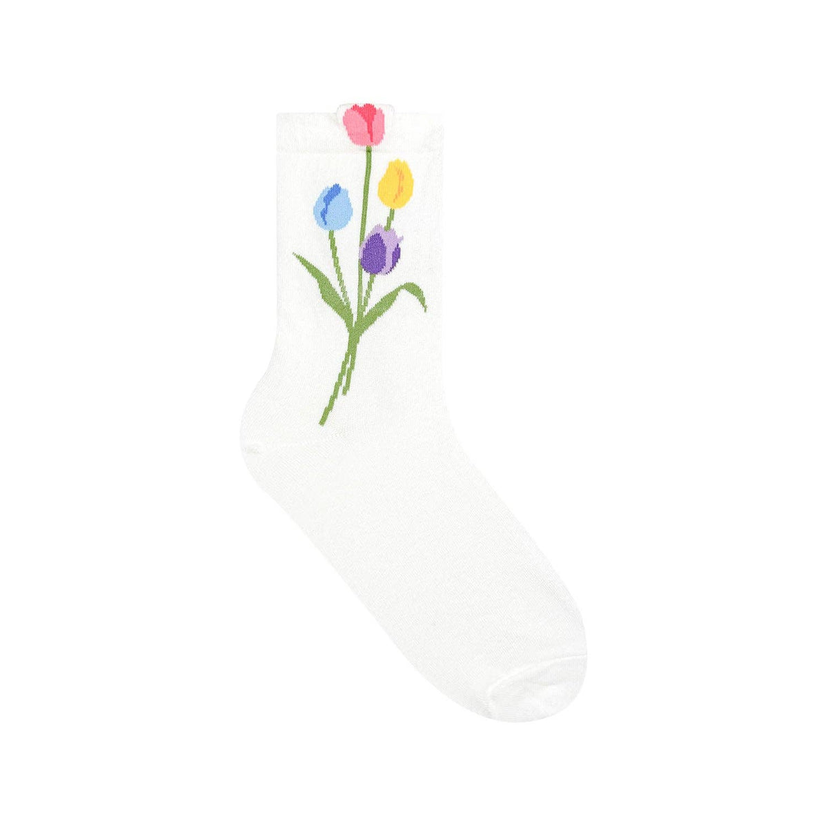 Women's Crew Tulip Flower Socks