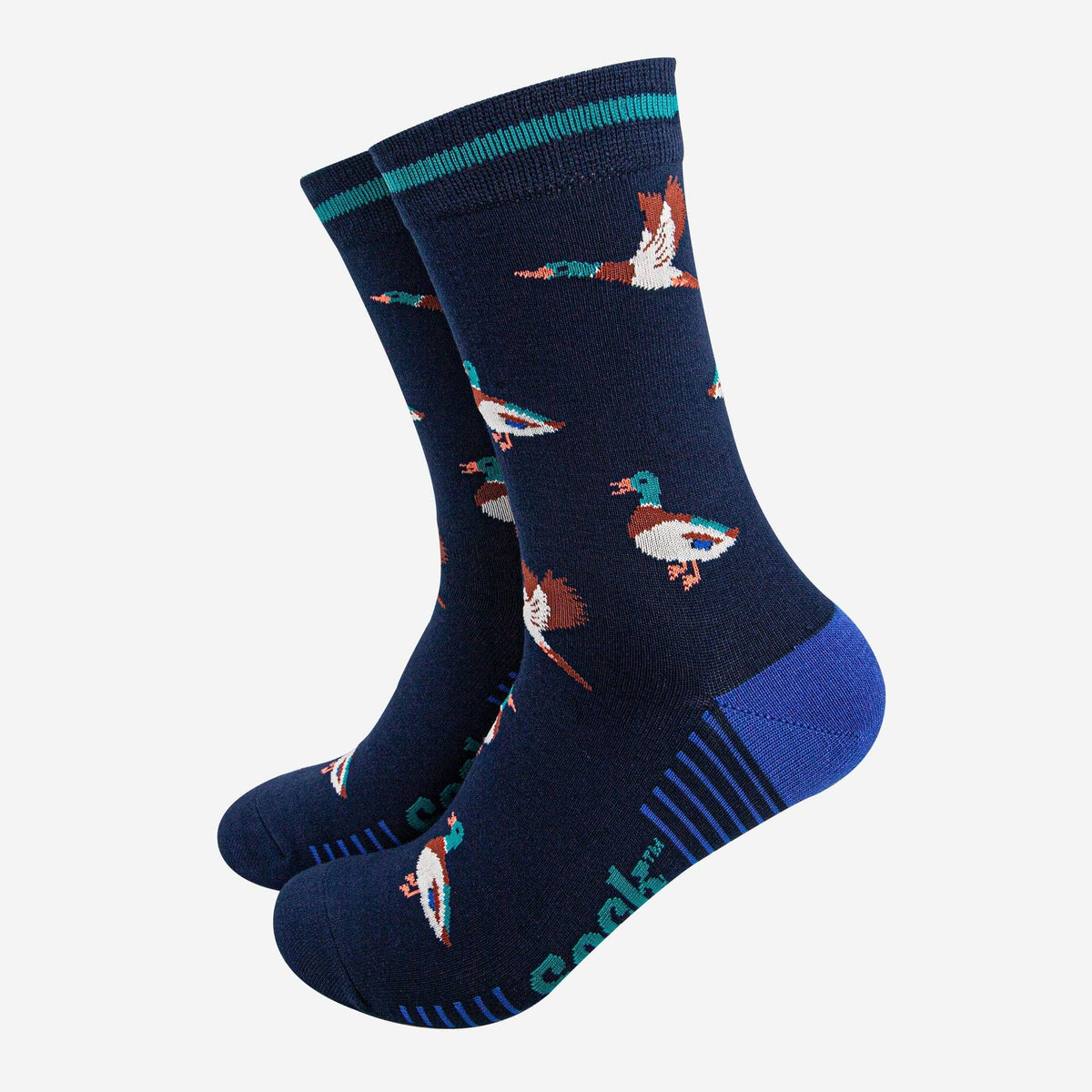 Men's Bamboo Socks - Navy Blue/Royal Blue, Mallard Duck