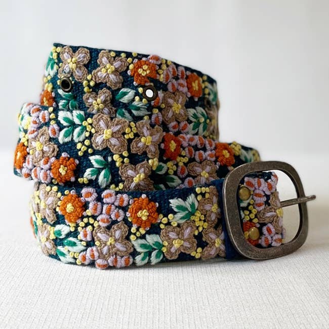 Jenny Krauss - Morning Dew - Floral Embroidered Wool Belt