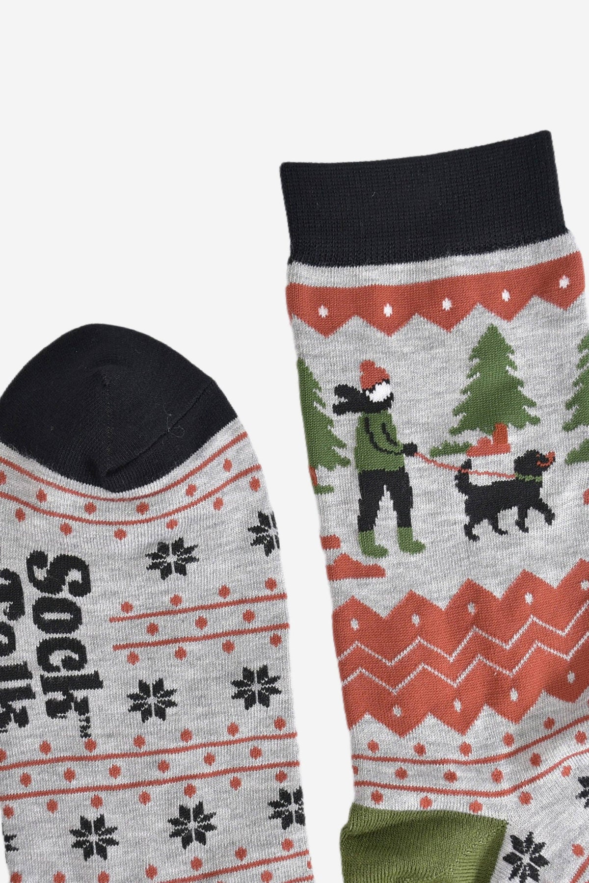 Men's Bamboo Socks - Grey/Green, Man and His Dog
