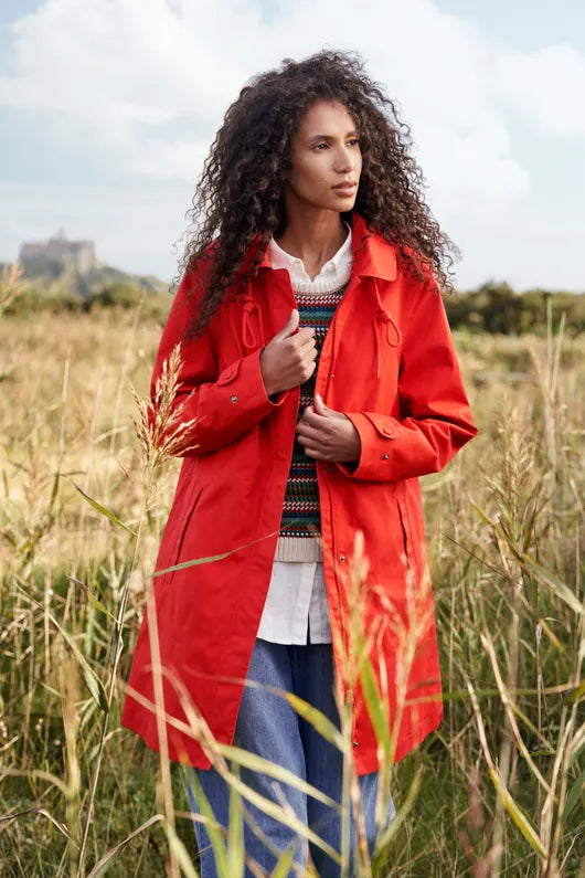 Seasalt Cornwall - Cloudburst Waterproof Mac Jacket - Tomato