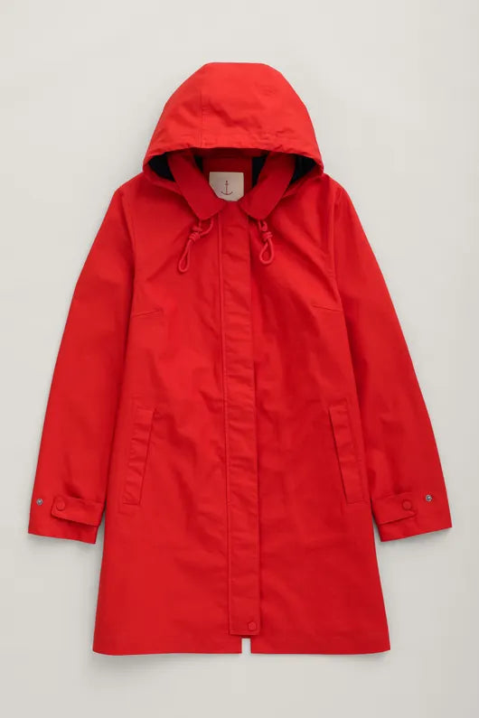 Seasalt Cornwall - Cloudburst Waterproof Mac Jacket - Tomato