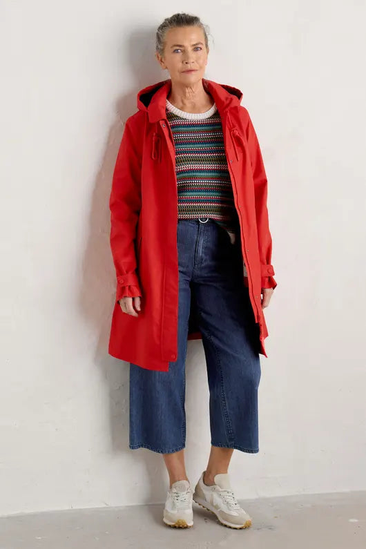 Seasalt Cornwall - Cloudburst Waterproof Mac Jacket - Tomato