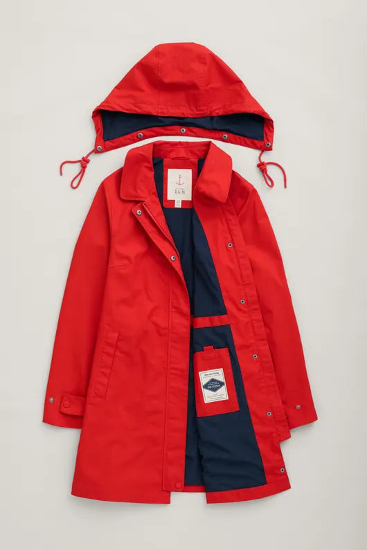 Seasalt Cornwall - Cloudburst Waterproof Mac Jacket - Tomato
