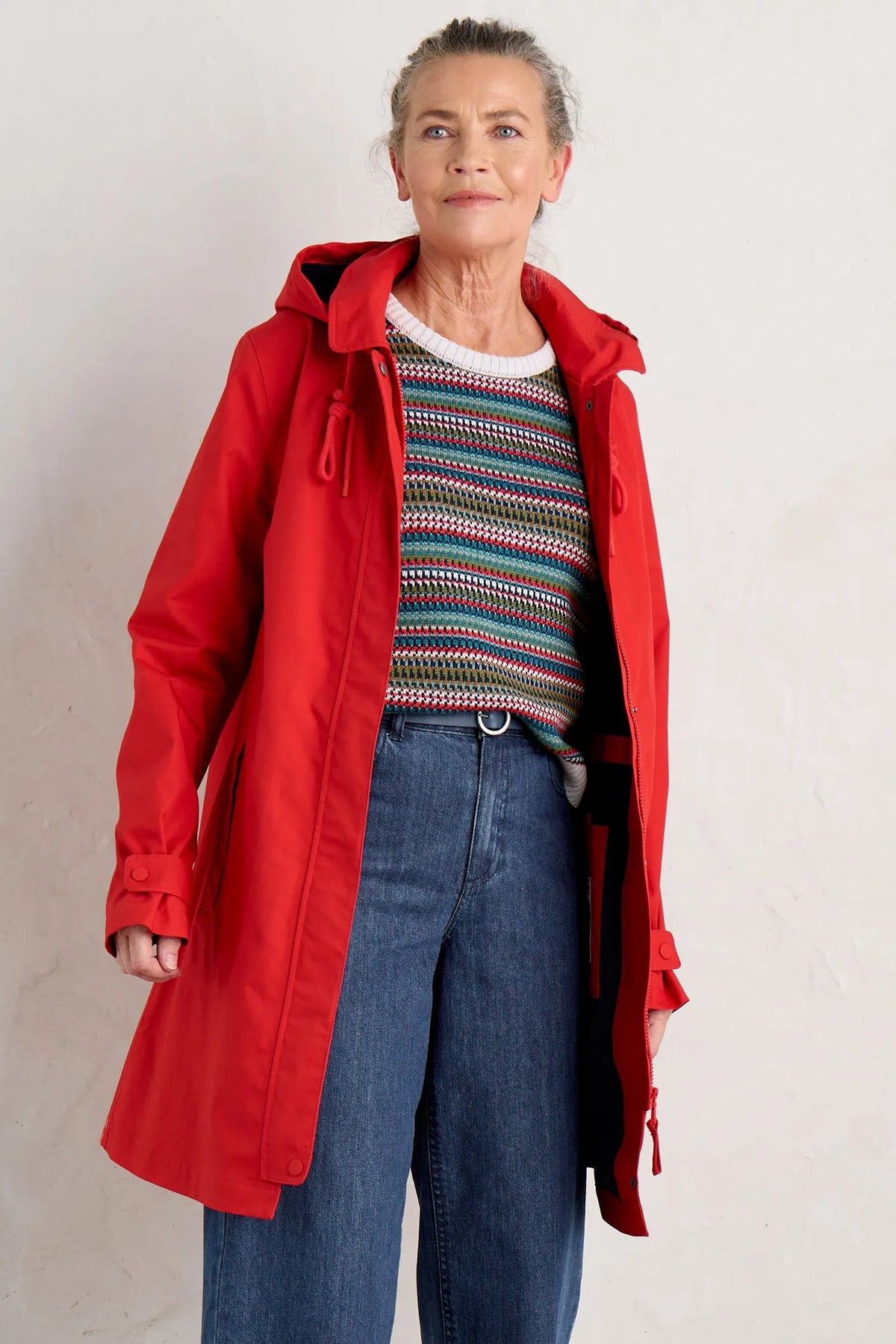 Seasalt Cornwall - Cloudburst Waterproof Mac Jacket - Tomato