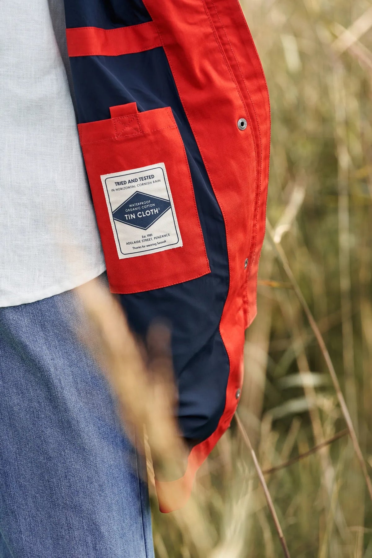 Seasalt Cornwall - Cloudburst Waterproof Mac Jacket - Tomato