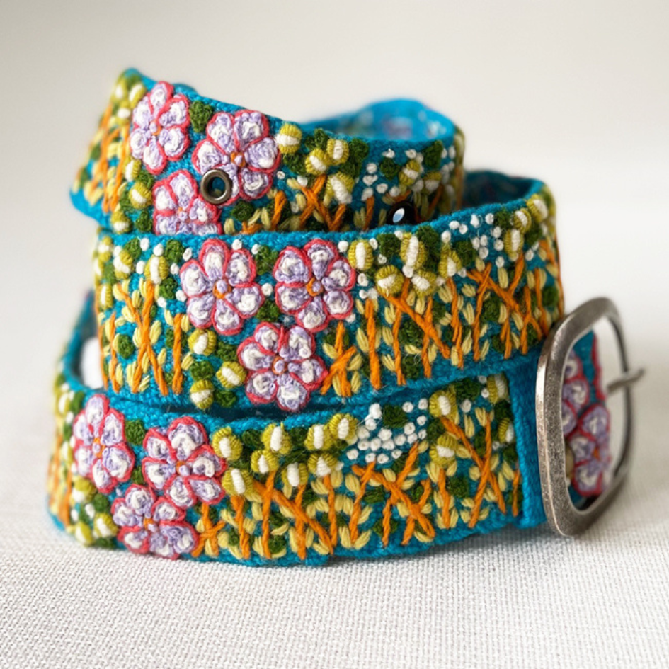 Jenny Krauss - Hand Embroidered Wool Belt - Windswept