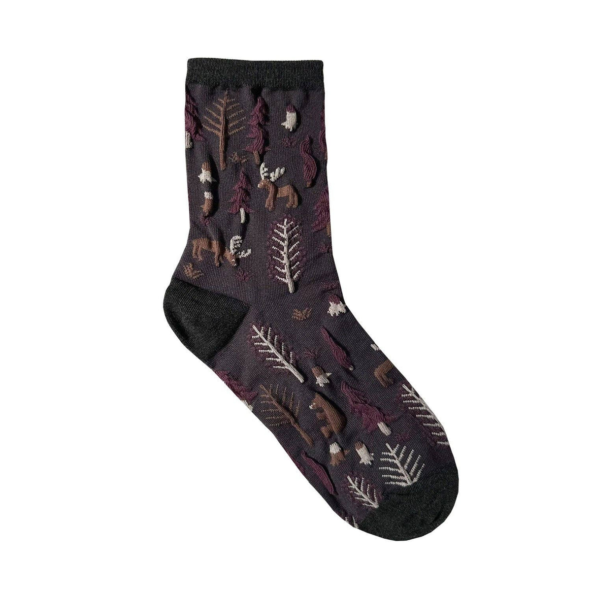 Women's Crew Oulanka Forest Embroidery Pattern Socks