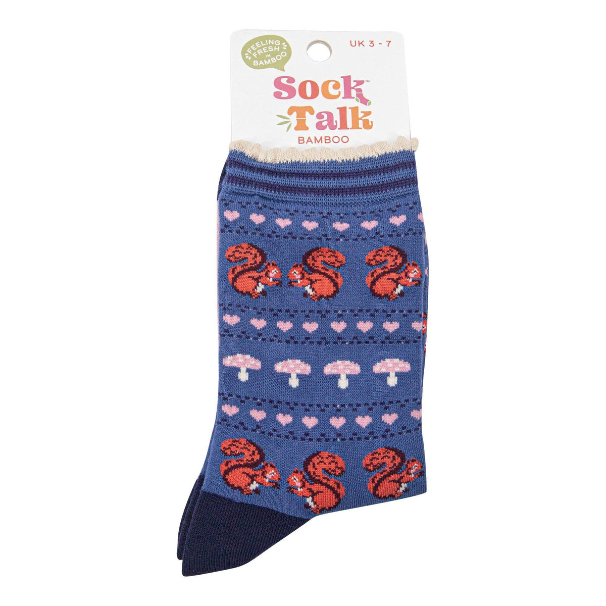 Women's Bamboo Socks - Denim Blue/Navy -Squirrel Fair Isle