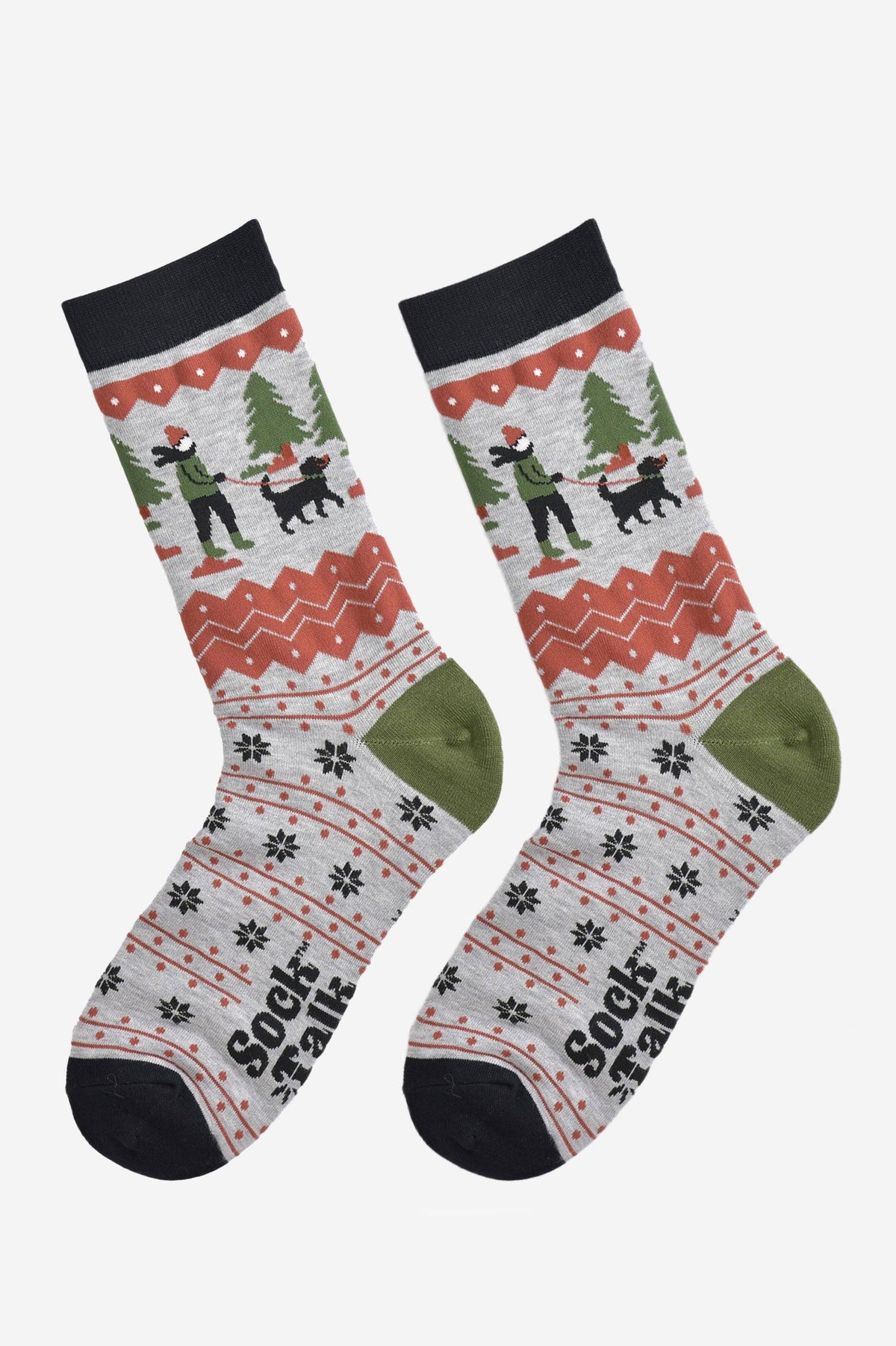 Men's Bamboo Socks - Grey/Green, Man and His Dog