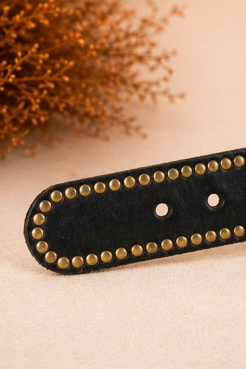 Helios - Leather Belt w Studs - Black