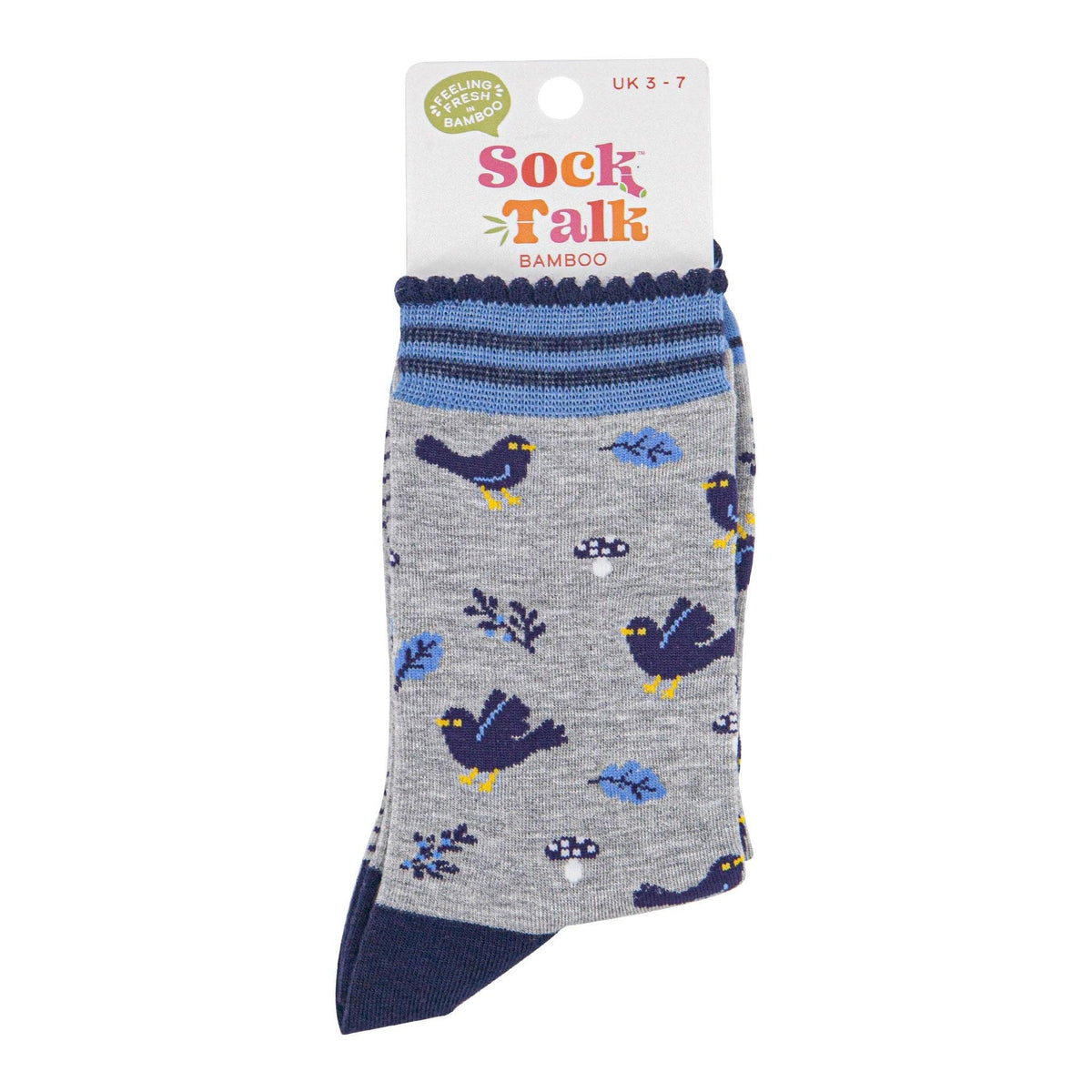 Women's Bamboo Socks - Light Grey/Denim Blue, Blackbirds