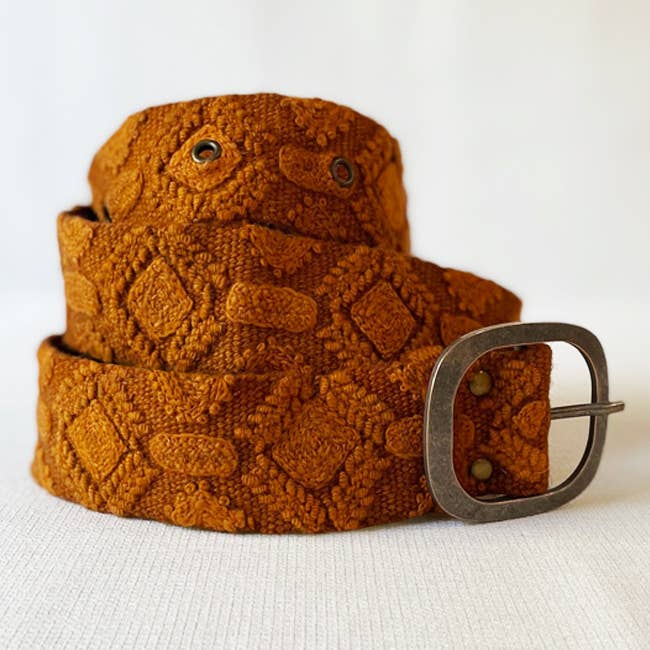 Jenny Krauss - Embroidered Wool Belt - Terracotta