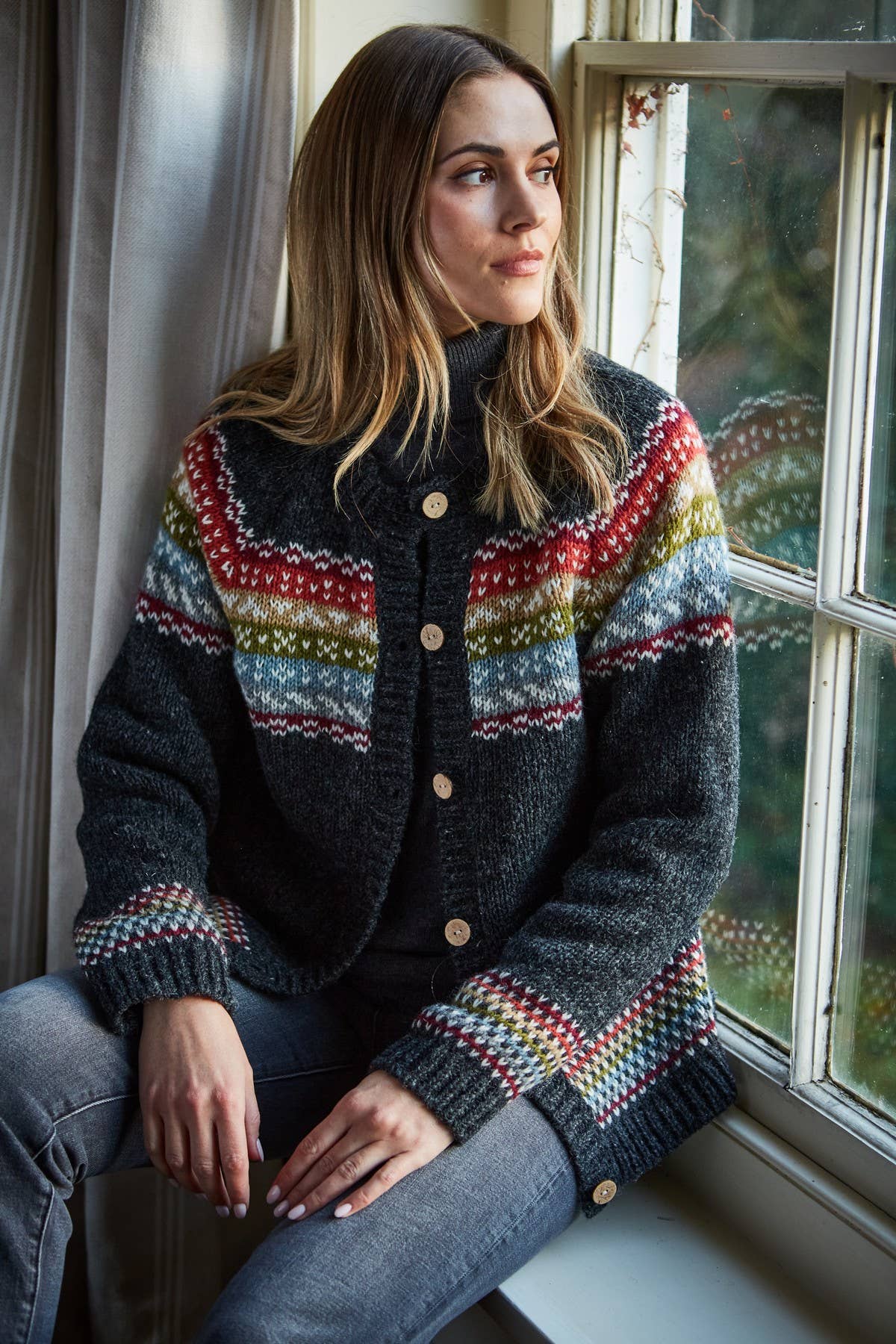 Helmsdale – Hand Knitted Fair Isle Wool Button Cardigan