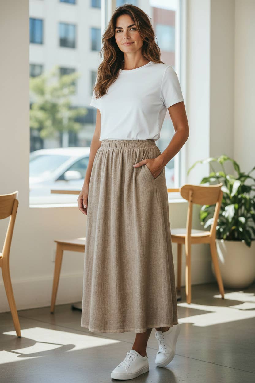 Italian Linen /Cotton Long Skirt - Various Colours
