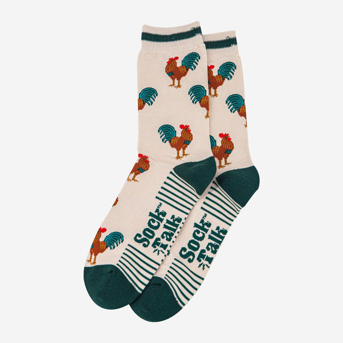 Men's Bamboo Socks - Cream/Green, Rooster