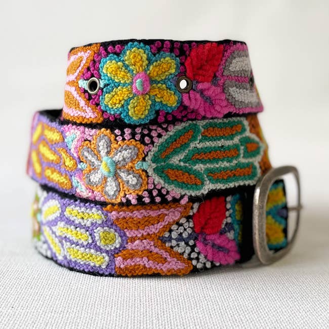 Jenny Krauss - Folklorica - handmade Floral Embroidered Wool Belt, Black