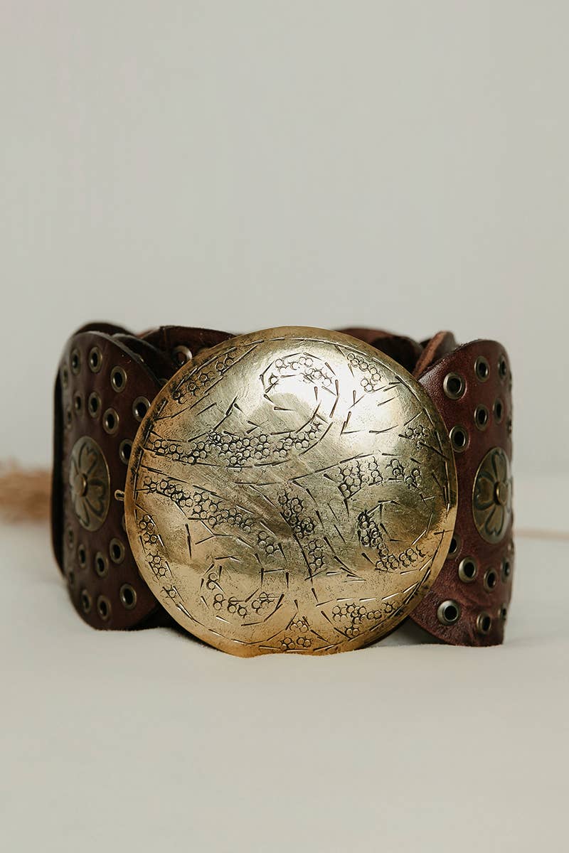 Alpha Wide Leather Belt - Dark Brown