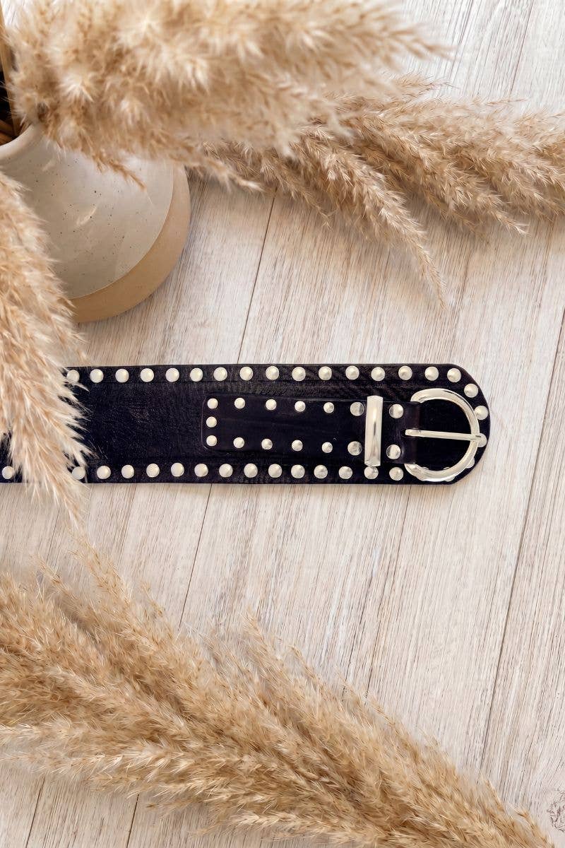Apolo - Sash Leather Belt w Studs -  Dark Brown