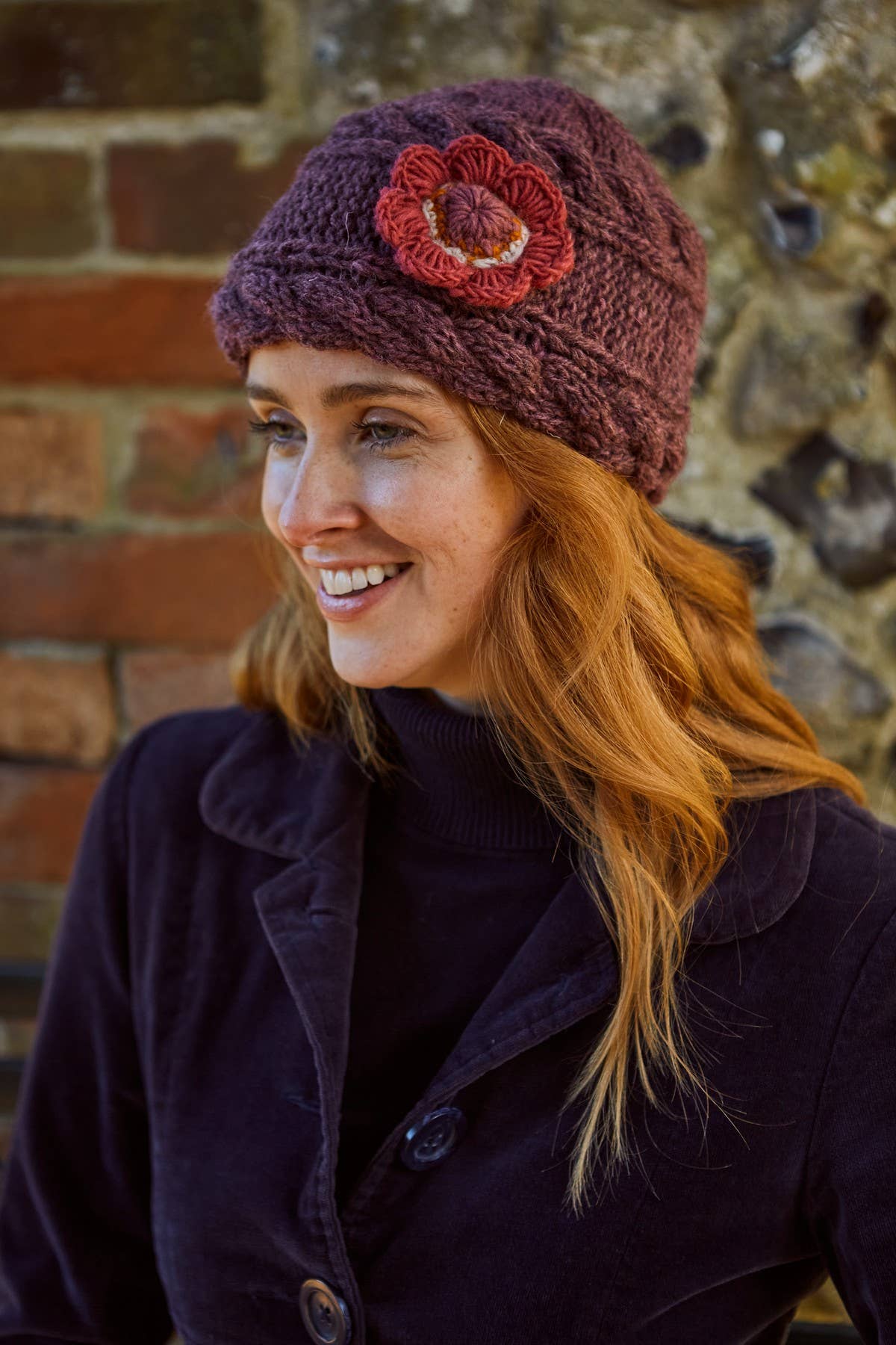 Sorrento Flower Beanie - Plum