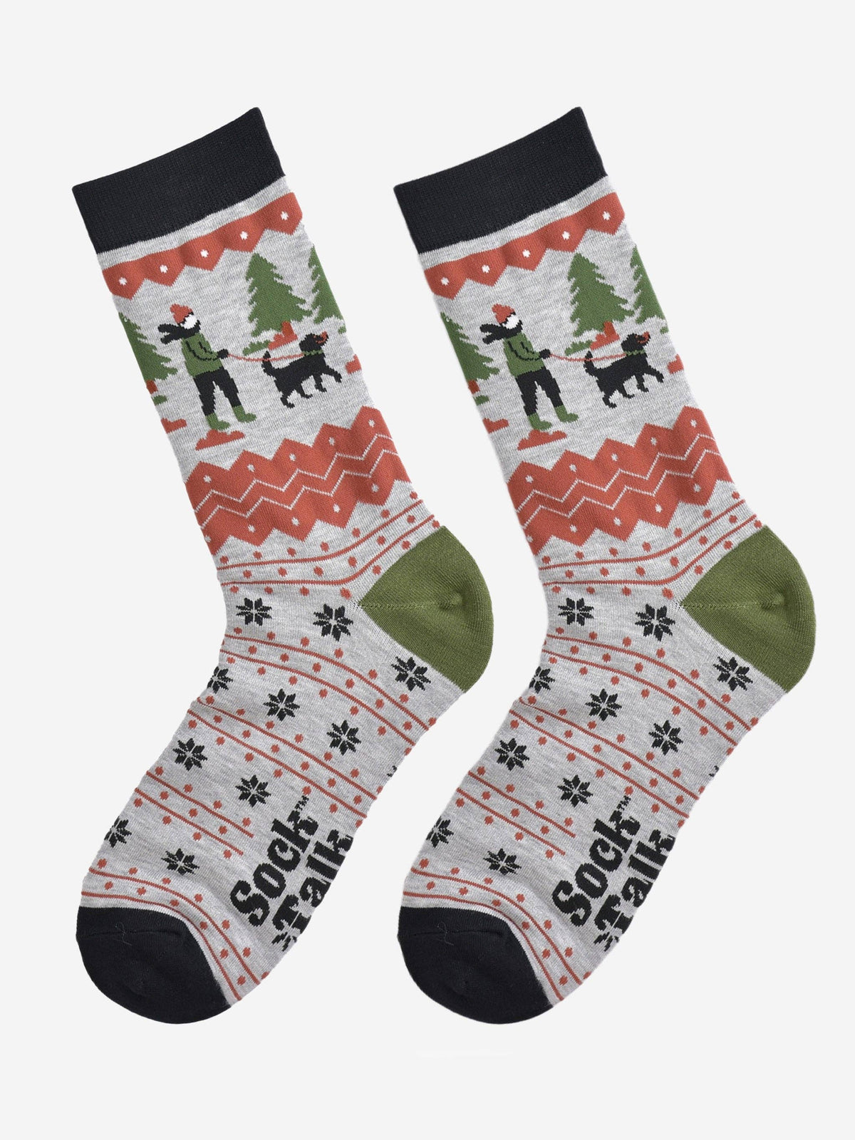 Men's Bamboo Socks - Grey/Green, Man and His Dog