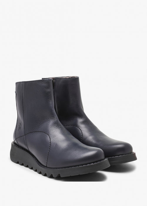 Fly London ‘Sagu' Zip Up Leather Ankle Boots - Navy