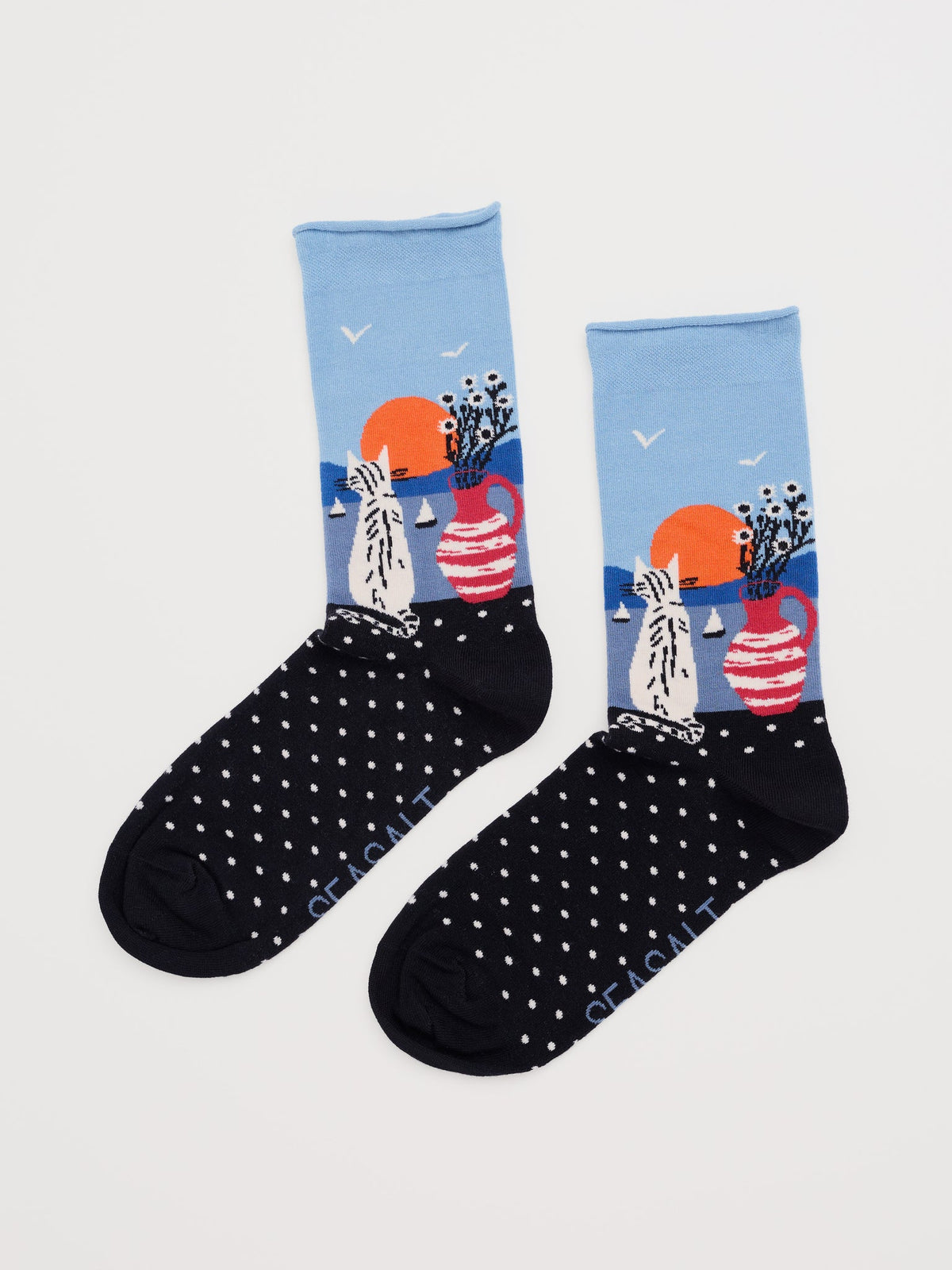 Seasalt Cornwall - Women's Arty Socks - Coastal Cat Onyx