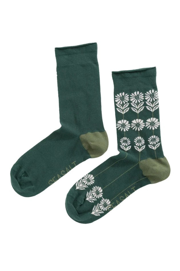 Seasalt Cornwall - Women's Arty Socks - Daisy Lines Dark Forest