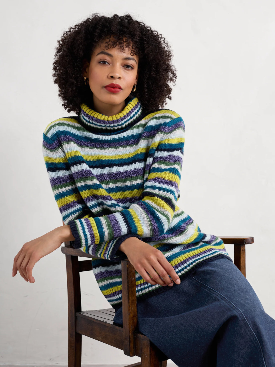 Seasalt Cornwall - Braque Jumper - Concertina Dark Citron Multi