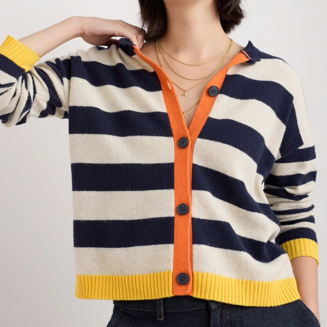 Seasalt Cornwall - Pinwell Cardigan - Bright Shape Maritime Mix