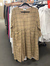 Frederic Italian Linen Baggy Style Dress Large Grid Pattern - Various Colours