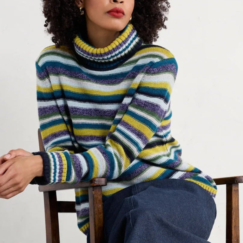 Seasalt Cornwall - Braque Jumper - Concertina Dark Citron Multi