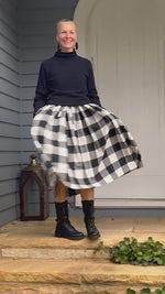 Winter Cotton Flannel Dress - Black Check