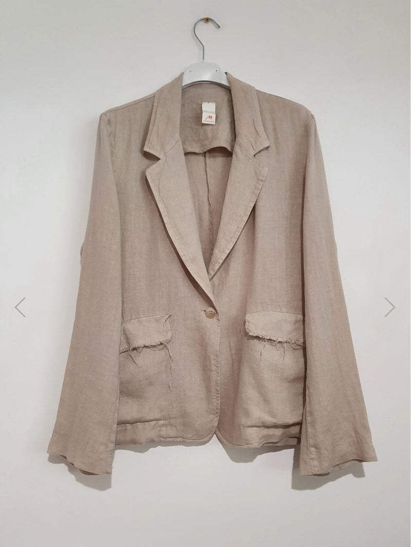 Montaigne ‘Saint-Cloud’ Relaxed Fit Linen Blazer With Raw Edge Pockets - LAST ONE - Petrol