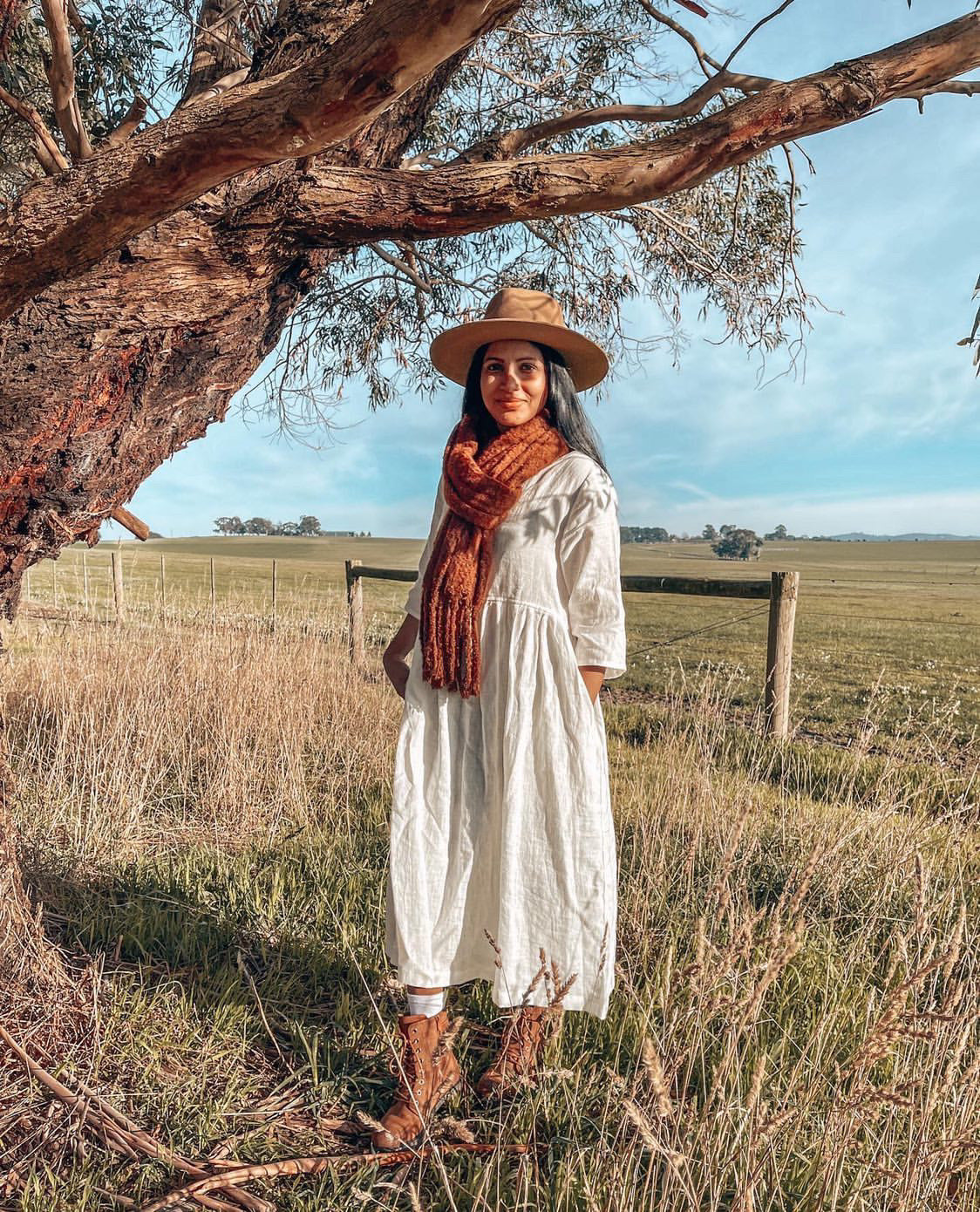 Ecolena 'Bec' Lithuanian Linen Dress -  White - LAST - Size XS