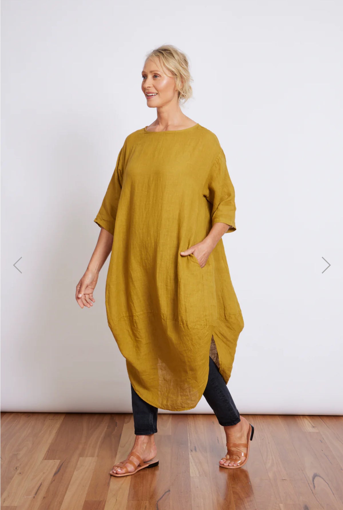 Montaigne Casual Scallop Hem Linen Dress - One Size Fits 8-18 - Various Colours