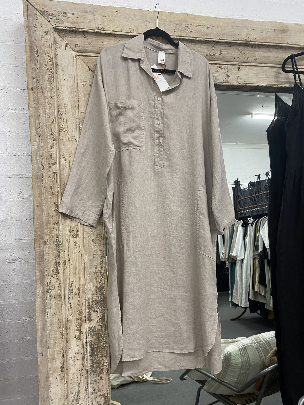 Montaigne 'Biarritz' Long Linen Shirt Dress - One Size Fits 8-16