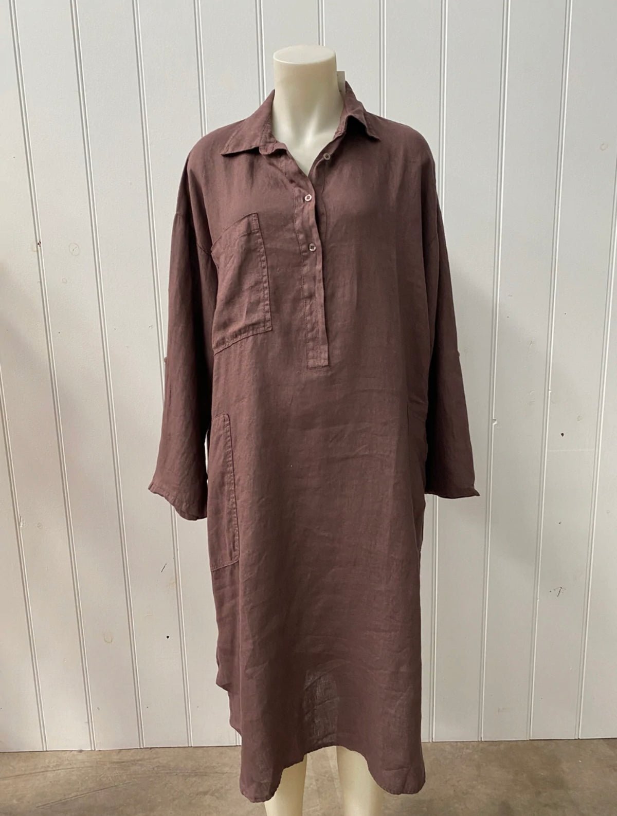 Montaigne 'Biarritz' Long Linen Shirt Dress - One Size Fits 8-16