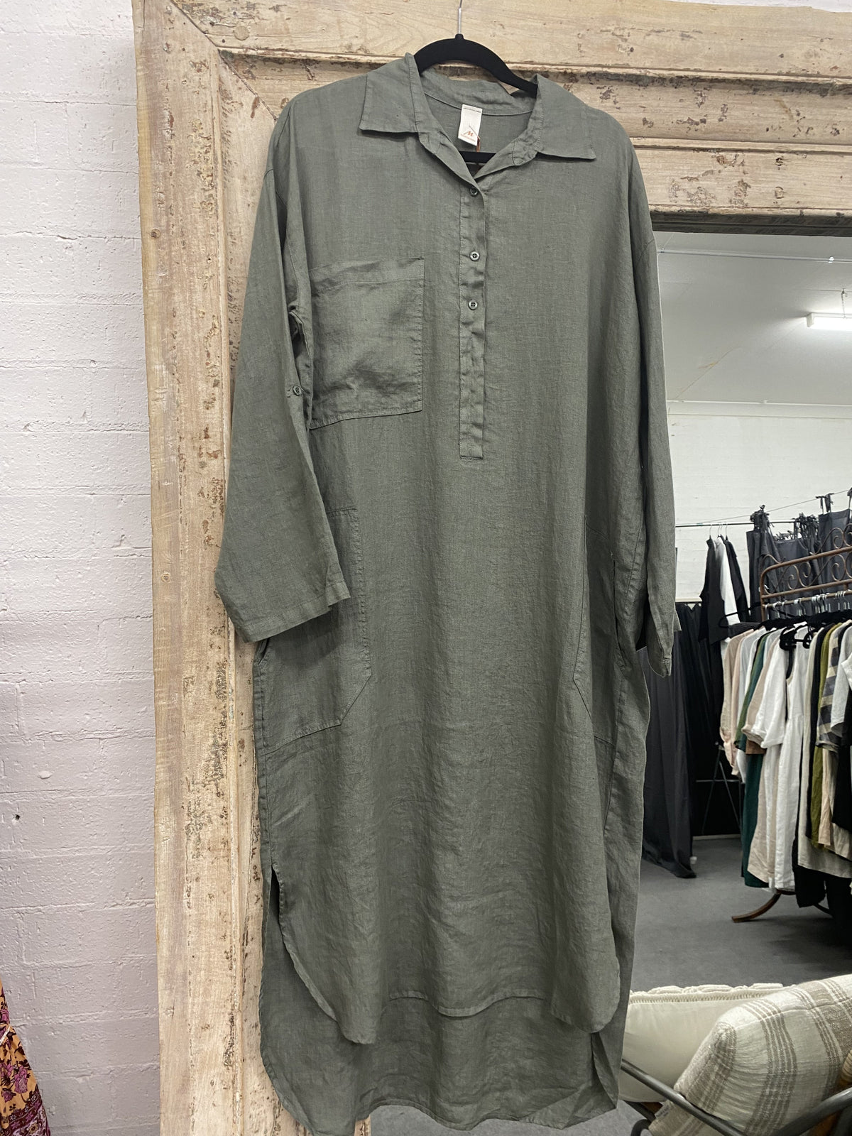 Montaigne 'Biarritz' Long Linen Shirt Dress - One Size Fits 8-16