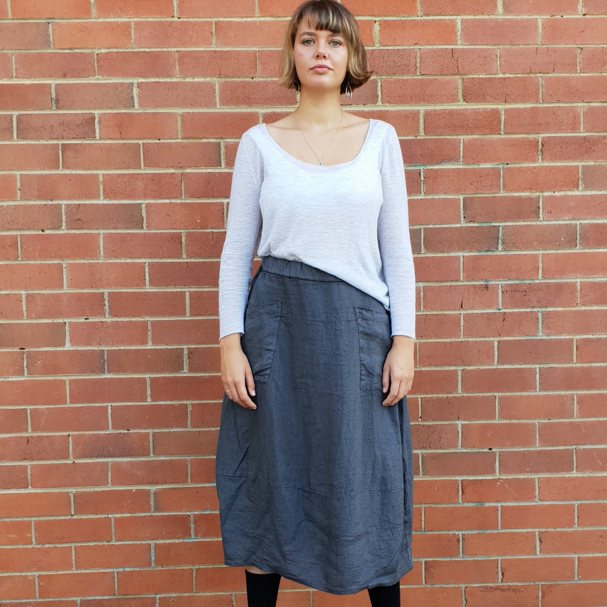 Montaigne 'Tulip' Linen Midi Skirt - One Size Fits 6-12 - Various Colours